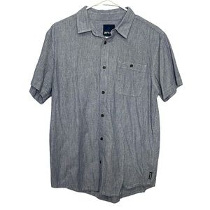 Prana short sleeve bottoms down shirts 100% organic cotton lights blue size M